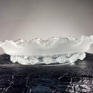 Oval Bon Bon Dish Catherine by Bagley Glass Frosted Clear Blackberry Prunt Eng.